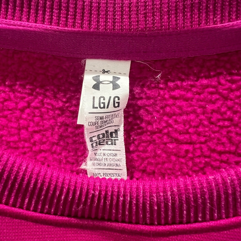 Under Armour Cold Gear Pink Sweatshirt with Vibrant Orange Logo - Picture 3 of 4